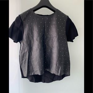 Zara studded leather-like knit shirt